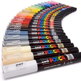 img 4 attached to 🖌️ Uni Posca PC-1M Paint Art Marker Pens - Multi-Surface Pen Set with 21 Vibrant Colors - Ideal for Fabric, Glass, and Metal