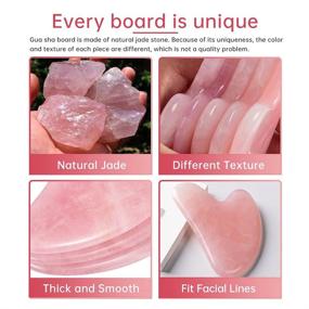 img 3 attached to 🌹 Rose Quartz Gua Sha Facial Tools, MillaSmile: Natural Jade Stone for Face, Neck, Body, Skin Care - Promotes Blood Circulation, Relaxes Muscle Tension - Pink