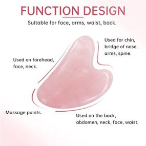 img 1 attached to 🌹 Rose Quartz Gua Sha Facial Tools, MillaSmile: Natural Jade Stone for Face, Neck, Body, Skin Care - Promotes Blood Circulation, Relaxes Muscle Tension - Pink