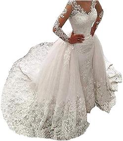 img 4 attached to Detachable Mermaid Shoulder Wedding Dress for Women - Bridal Attire