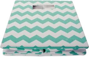 img 2 attached to DII Hard Sided Collapsible Fabric Storage Container for Nursery, Offices, and Home Organization, 13x13x13 - Chevron Aqua
