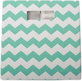 img 1 attached to DII Hard Sided Collapsible Fabric Storage Container for Nursery, Offices, and Home Organization, 13x13x13 - Chevron Aqua
