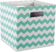 dii hard sided collapsible fabric storage container for nursery, offices, and home organization, 13x13x13 - chevron aqua logo