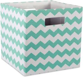 img 4 attached to DII Hard Sided Collapsible Fabric Storage Container for Nursery, Offices, and Home Organization, 13x13x13 - Chevron Aqua