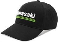 black kawasaki 3 green lines logo hat with embroidery - k008-4064-bkns logo