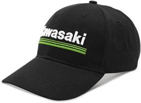 img 1 attached to Black Kawasaki 3 Green Lines Logo Hat with Embroidery - K008-4064-BKNS