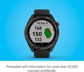 img 1 attached to 🏌️ Гармин Approach S42: Легкие GPS-часы для гольфа с сенсорным экраном 1,2", 42 тыс. предустановленных полей, керамической ободкой цвета оружейного металла и черным силиконовым ремешком.