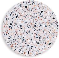 stylish terrazzo white pattern absorbent coasters: practical and chic option for drink protection logo