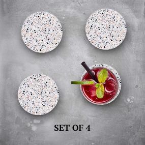 img 2 attached to Stylish Terrazzo White Pattern Absorbent Coasters: Practical and Chic Option for Drink Protection