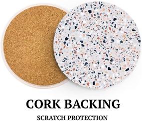 img 3 attached to Stylish Terrazzo White Pattern Absorbent Coasters: Practical and Chic Option for Drink Protection