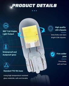 img 1 attached to 🔆 ALOPEE 194 LED Bulb White 6500K, T10 Wedge LED Bulb 2SMD COB Chips, 168 LED Bulb, 921 2825 LED Bulb W5W 158 501 LED Lights for Car Interior Dome Map Door Light License Plate Light DC 12V, Pack of 10