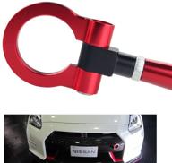 dewhel jdm t2 tow hooks - front & rear racing screw-ons for 370z juke gt-r infiniti g37/q60 coupe red logo