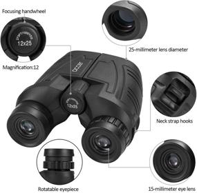 img 1 attached to 👀 Occer 12x25 Compact Binoculars: High Power, Waterproof, Clear Low Light Vision – Perfect for Bird Watching, Hunting, Travel, Sightseeing