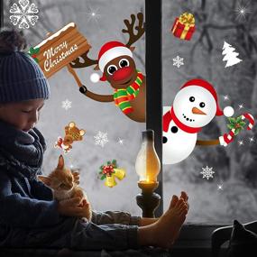 img 3 attached to 🎅 KUCHEY 318Pcs 12Sheets Christmas Snowflake Window Clings Stickers: Transform Your Windows with Festive Santa, Snowman, Reindeer, and Winter Static Decals for Holiday Party Decorations!