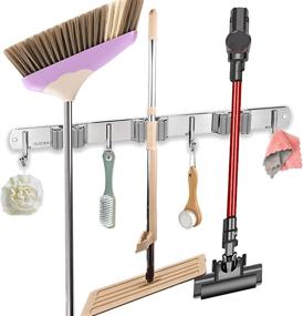 img 4 attached to 🧹 Adofect 1 Pack Mop Broom Holder - Wall Mounted Heavy Duty Organizer for Laundry Room, Garden, Garage, Closet, Bathroom, Kitchen