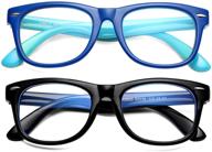 👓 braylenz 2-pack children's blue light blocking glasses, boys and girls, anti eye strain & headache, durable frame, ages 3-12 (deep blue, light blue, and black) logo