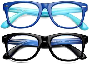 img 4 attached to 👓 Braylenz 2-Pack Children's Blue Light Blocking Glasses, Boys and Girls, Anti Eye Strain & Headache, Durable Frame, Ages 3-12 (Deep Blue, Light Blue, and Black)