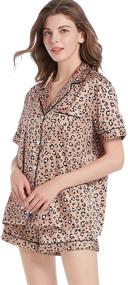 img 2 attached to 👚 Serenedelicacy Women's Satin Pajama Set: Comfy 2-Piece Loungewear with Short Sleeves & Button Down – Perfect for Sleep or Lounge Time