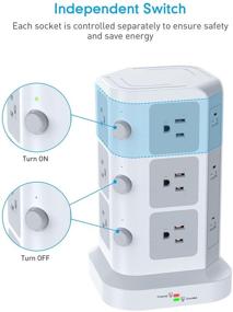 img 1 attached to 🔌 KOOSLA Полнометражная башня - 12 сетевых розеток и 6 портов USB, защита от скачков напряжения 15A 1500J, удлинительный шнур 6,5 фута - Идеально подходит для дома, офиса, необходимостей общежития (белый)