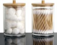 🛁 organize your bathroom with jaziroll 2 pack acrylic qtip holder canisters, bamboo lids, and cotton ball swab jars логотип