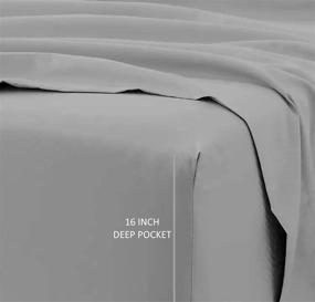 img 2 attached to 🛏️ Giza Dream Sheets - Queen Size, 16 Inches Extra Deep Pockets, Giza Cotton Bed Sheet Set for Thick Mattress, Luxuriously Soft Giza Sheets - Light Grey