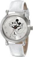 ⌚ женские часы disney w001865 с изображением микки мауса: белый ремень из искусственной кожи и стиль вне времени логотип