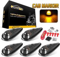 🚦 partsam 5pcs front rear smoke lens teardrop cab led light amber marker clearance roof running light with wiring pack for trucks, vans, pickups, semis, and rvs logo