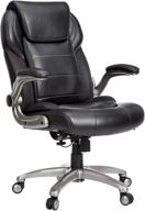 🪑 black ergonomic high-back bonded leather executive chair with flip-up arms and lumbar support by amazoncommercial logo