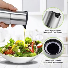 img 1 attached to 🍶 Premium Olive Oil Dispenser Set by Vakoo - 2 Pack, [Wide Bottle Mouth] [Drip Free Design] - Stainless Steel Leakproof Oil and Vinegar Dispenser Set with Elegant Glass Bottle