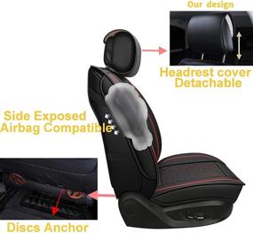 img 2 attached to INCH EMPIRE 2 Front Car Seat Cover-Waterproof PU Leather Cushion Anti-Slip Suede Backing-Universal Fit For Both Fabric And Leather Seats Easy To Clean (2 Pcs Of Black With Red Line)