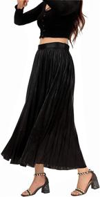 img 3 attached to 💃 YRRETY Metallic Pleated Skirts: High Waist Shiny Sequin A-Line Long Midi Skirts, Perfect for Plus Size Women