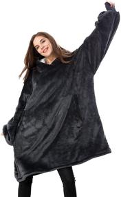 img 4 attached to 🔥 Venustas Oversized Hoodie Blanket - Cozy Warm Sherpa Wearable Blanket for Men and Women, Unisex Oversized Sweatshirt Size Fits All