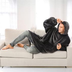 img 3 attached to 🔥 Venustas Oversized Hoodie Blanket - Cozy Warm Sherpa Wearable Blanket for Men and Women, Unisex Oversized Sweatshirt Size Fits All