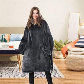 img 2 attached to 🔥 Venustas Oversized Hoodie Blanket - Cozy Warm Sherpa Wearable Blanket for Men and Women, Unisex Oversized Sweatshirt Size Fits All