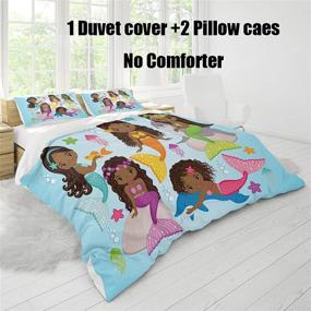 img 2 attached to 🧜 Cute Twin Mermaid Bedding Set for Little Black Girls - Princess Duvet Cover with Ocean Theme - Comforter Cover Set for Toddler Kids with 1 Pillowcase (No Comforter) - Blue, Style7