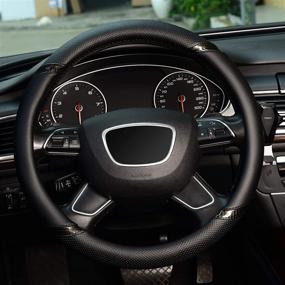 img 3 attached to KAFEEK 15 inch Universal Steering Wheel Cover - Microfiber Leather, Anti-Slip, Odorless, Black