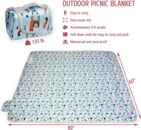 img 3 attached to 🍦 Blue Ice Cream Waterproof Picnic Blanket: Extra Large, Machine Washable, Perfect for Camping, Picnics & Kids