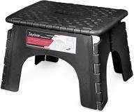 jaydear foldable step stool for kids or adults - safe, lightweight kitchen portable stepping stool, non-slip & super sturdy footstool - 8 inch, black logo