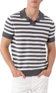 altairega men's knit polo: stylish v-neck golf shirt with short sleeves and classic stripes логотип