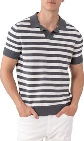 img 4 attached to ALTAIREGA Men's Knit Polo: Stylish V-Neck Golf Shirt with Short Sleeves and Classic Stripes