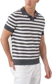 img 3 attached to ALTAIREGA Men's Knit Polo: Stylish V-Neck Golf Shirt with Short Sleeves and Classic Stripes