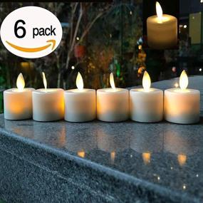 img 3 attached to 🕯️ 6-Pack Battery Operated LED Tea Lights with Moving Flame for Outdoor Christmas, Wedding, and Home Decorations - Small Fake Votive Candles with Flickering Flameless Electric Candle Light