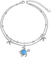 🐢 yearace 925 sterling silver created opal infinity sea turtle bracelet/anklet: exquisite women's ocean jewelry for her, girlfriend, wife - a double layered turtle design with starfish charm logo