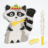 🦝 animal theme party raccoon pinata bundle - includes blindfold and bat (15x14x4 inches) - ideal for birthday parties and decorations logo