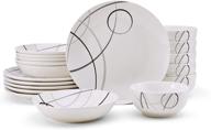 🍽️ 18-piece dinnerware set: studio nova porcelain collection logo