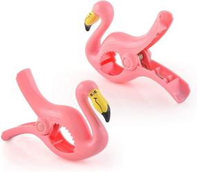 img 4 attached to O2COOL Flamingo BocaClips - Set of 2 Portable Towel Clips for Beach, Patio, Pool - Assorted Styles