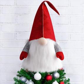 img 4 attached to 🎅 D-FantiX Gnome Christmas Tree Topper - 25 Inch Large Swedish Tomte Gnome Ornaments for Holiday Home Décor - Red Plush Scandinavian Christmas Decorations