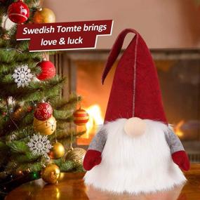 img 3 attached to 🎅 D-FantiX Gnome Christmas Tree Topper - 25 Inch Large Swedish Tomte Gnome Ornaments for Holiday Home Décor - Red Plush Scandinavian Christmas Decorations