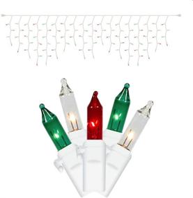 img 1 attached to 🎄 Stunning Set of 100 Red, Green and Clear Frosted Icicle Lights - Enhance Your Holidays with White Wire