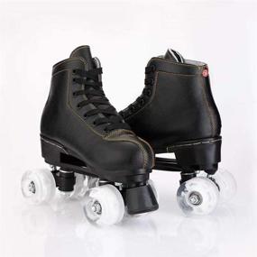 img 1 attached to 🎉 XUDREZ Adjustable Soft Leather High-top Roller Skates for Adults, Boys and Girls - Fun Shiny Four-Wheel Roller Skates